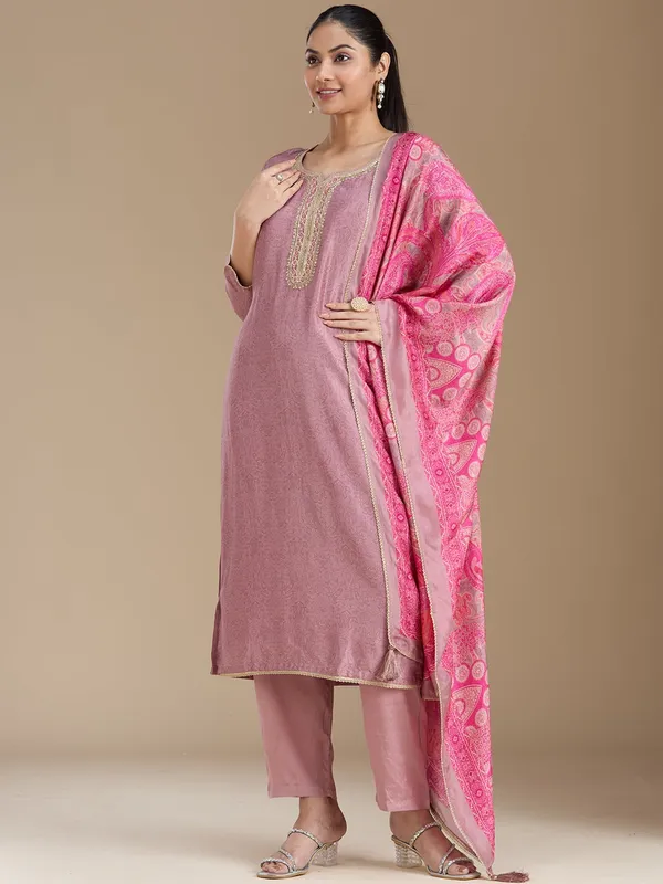 Mauve_Threadwork_Soft_Raw_Silk_Readymade_Salwar_Suit