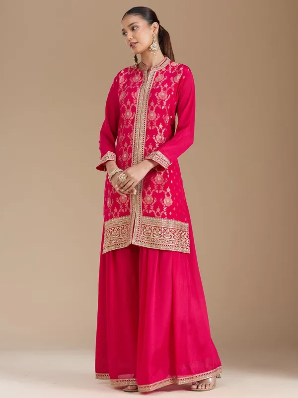 Rani_Pink_Threadwork_Soft_Raw_Silk_Readymade_Salwar_Suit