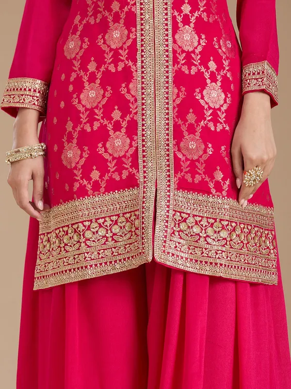 Rani_Pink_Threadwork_Soft_Raw_Silk_Readymade_Salwar_Suit