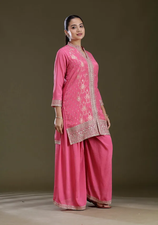 Pink_Threadwork_Chinon_Readymade_Salwar_Suit