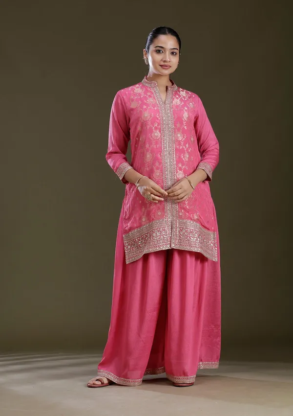 Pink_Threadwork_Chinon_Readymade_Salwar_Suit