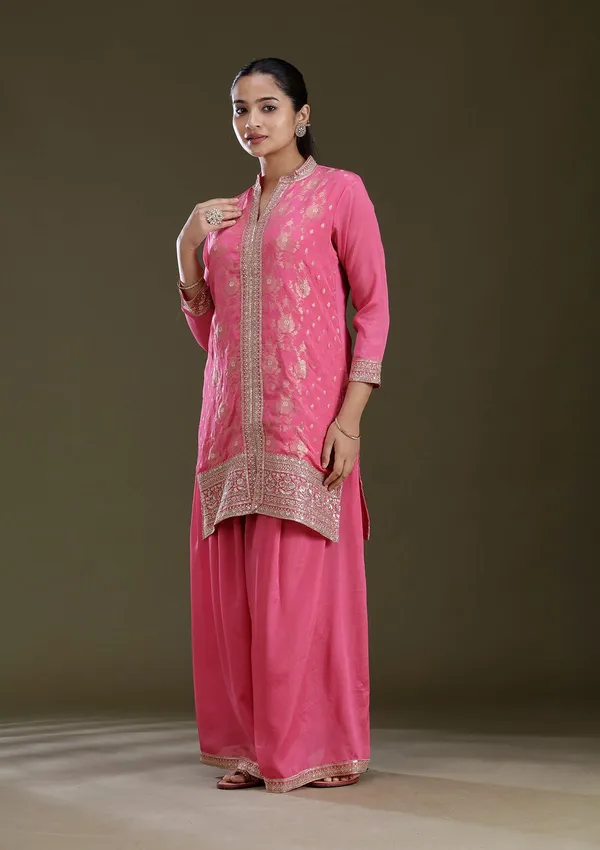 Pink_Threadwork_Chinon_Readymade_Salwar_Suit