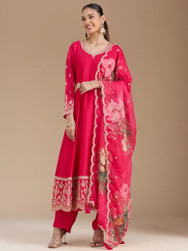 Rani_Pink_Threadwork_Soft_Raw_Silk_Readymade_Salwar_Suit