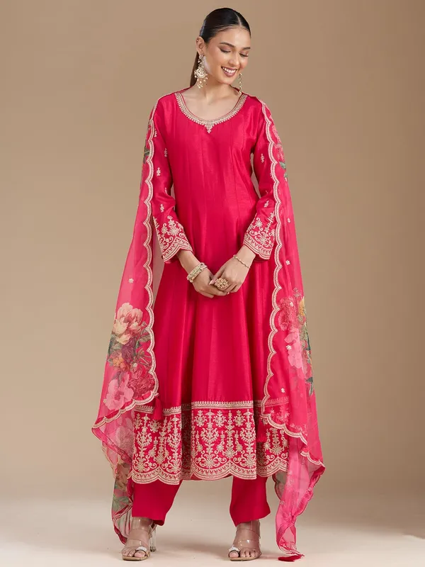Rani_Pink_Threadwork_Soft_Raw_Silk_Readymade_Salwar_Suit