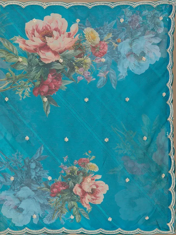Turquoise_Blue_Zariwork_Soft_Raw_Silk_Readymade_Salwar_Suit