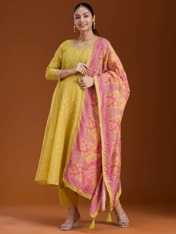 Mehandi_Green_Zariwork_Gold_Brocade_Readymade_Salwar_Suit