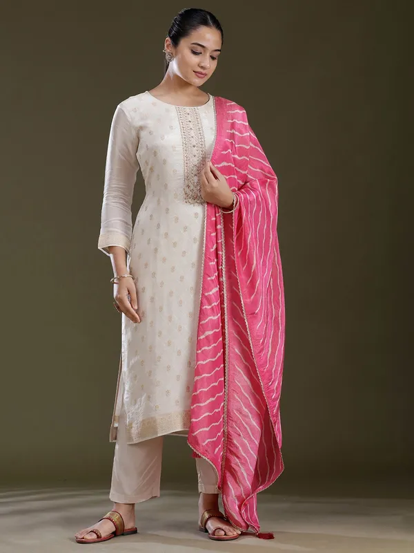 Cream_Zariwork_Gold_Brocade_Readymade_Salwar_Suit