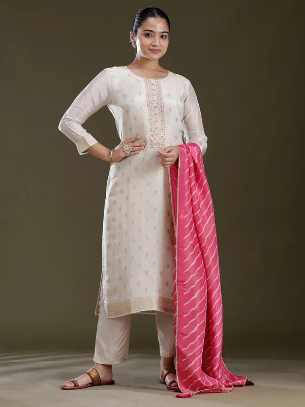 Cream_Zariwork_Gold_Brocade_Readymade_Salwar_Suit
