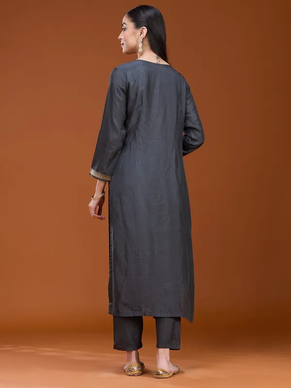Dark_Grey_Stonework_Gold_Soft_Raw_Silk_Readymade_Salwar_Suit