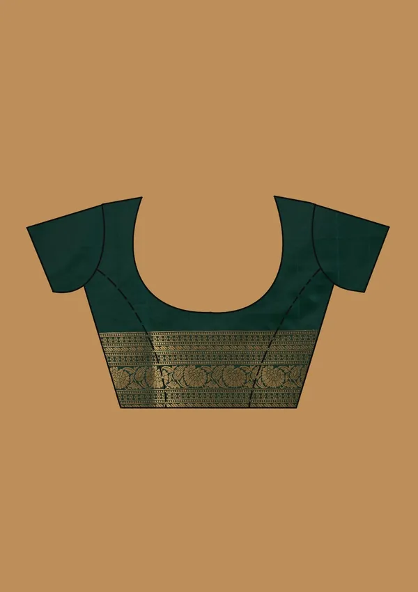 Bottle_Green_Zariwork_Gold_Art_Silk_Silk_Saree