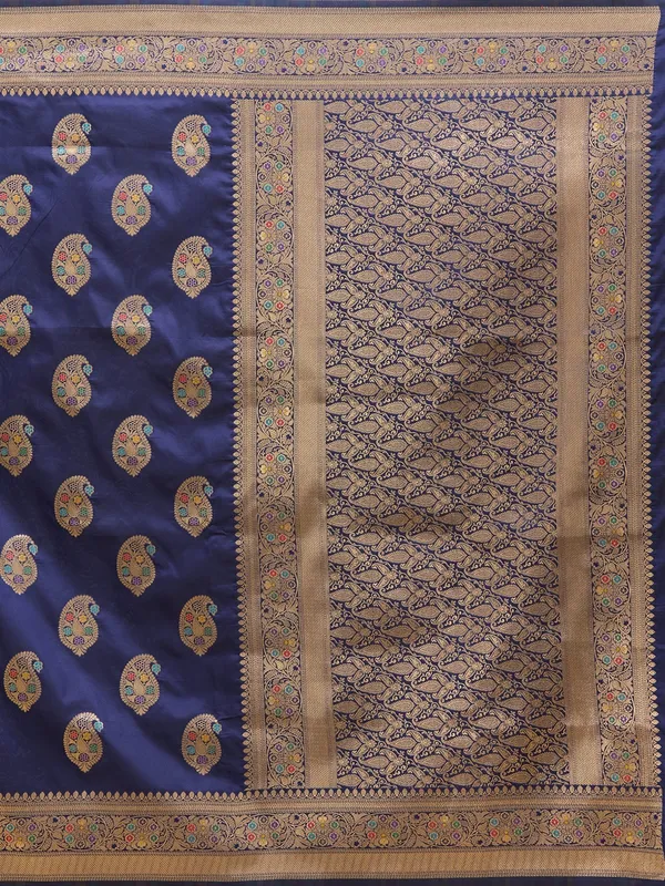 Navy_Blue_Zariwork_Art_Silk_Silk_Saree