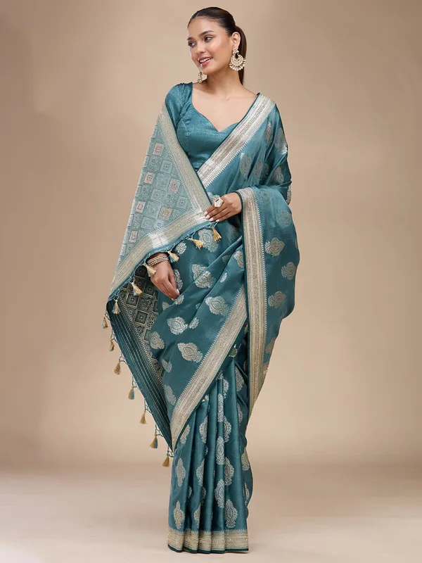 Blue_Stonework_Gold_Silk_Silk_Saree