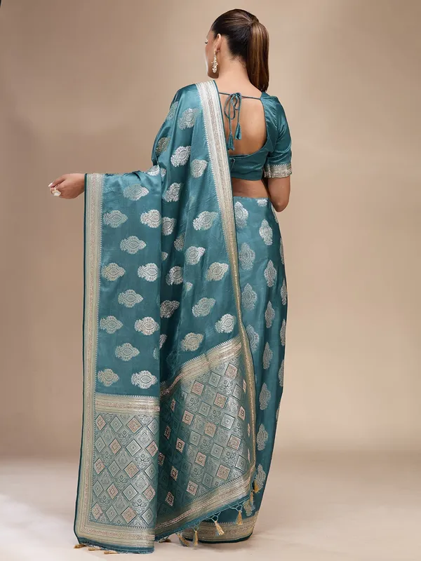 Blue_Stonework_Gold_Silk_Silk_Saree