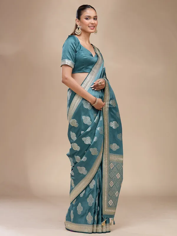 Blue_Stonework_Gold_Silk_Silk_Saree
