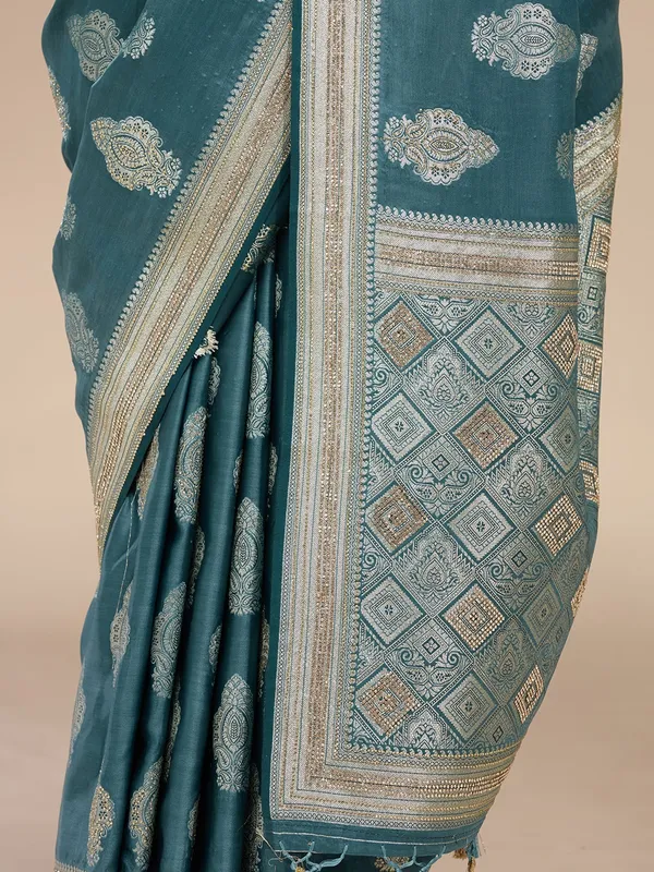 Blue_Stonework_Gold_Silk_Silk_Saree