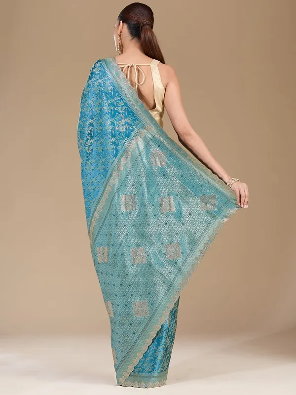 Blue_Stonework_Gold_Silk_Silk_Saree