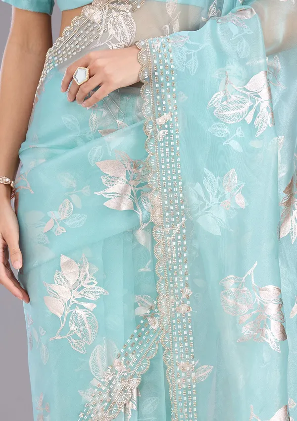 Sea_Green_Stonework_Gold_Organza_Saree