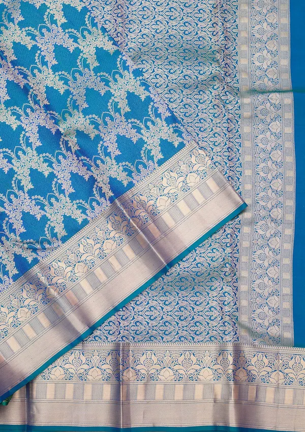 Peacock_Blue_Zariwork_Gold_Pure_Silk_Silk_Saree