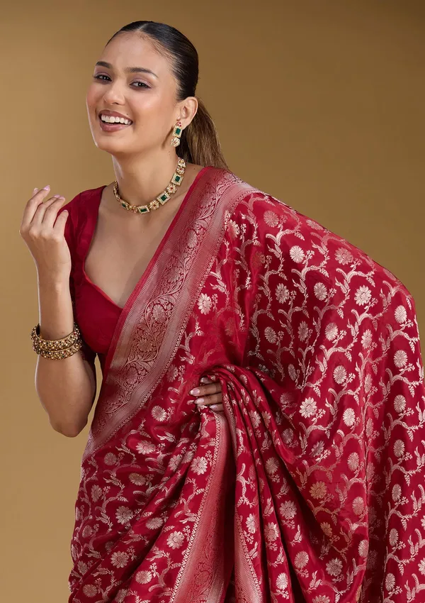 Maroon_Zariwork_Gold_Silk_Silk_Saree