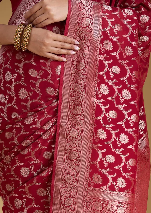 Maroon_Zariwork_Gold_Silk_Silk_Saree
