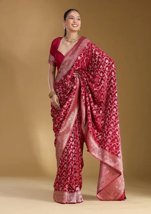 Maroon_Zariwork_Gold_Silk_Silk_Saree