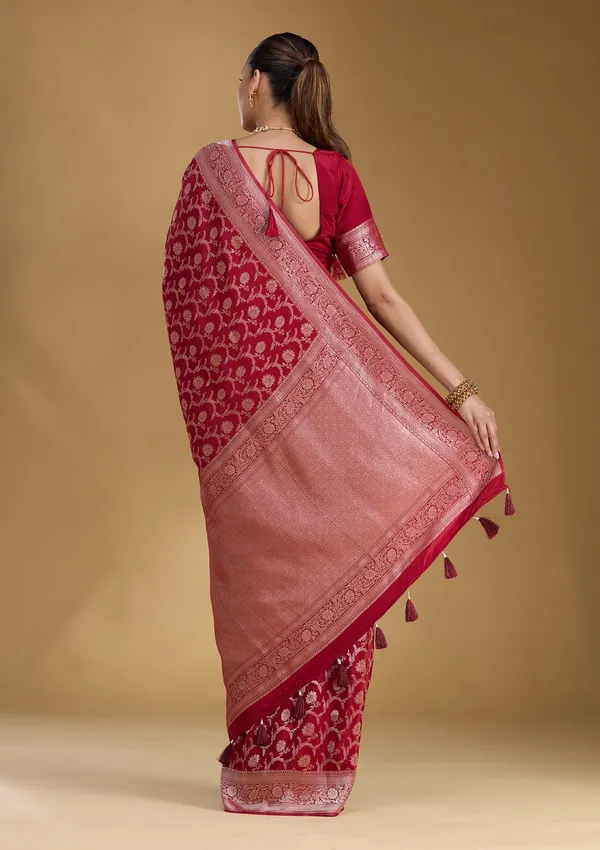 Maroon_Zariwork_Gold_Silk_Silk_Saree