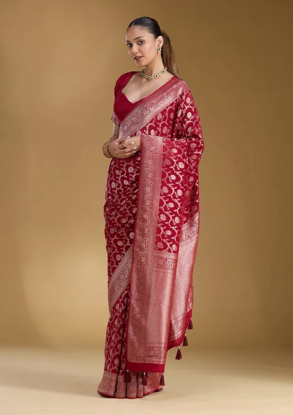 Maroon_Zariwork_Gold_Silk_Silk_Saree
