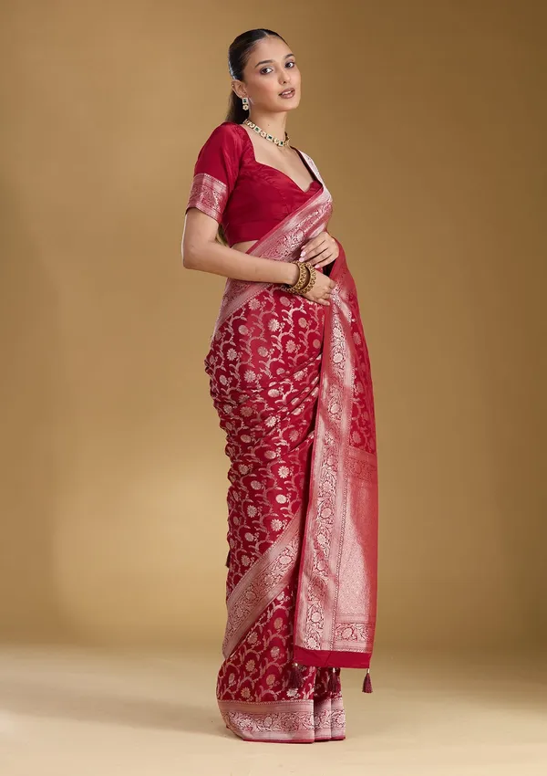 Maroon_Zariwork_Gold_Silk_Silk_Saree