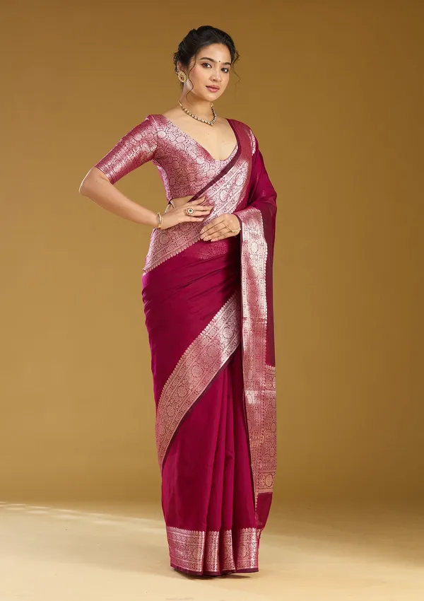 Magenta_Pink_Zariwork_Gold_Art_Silk_Silk_Saree
