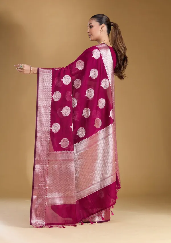 Magenta_Pink_Zariwork_Gold_Art_Silk_Silk_Saree