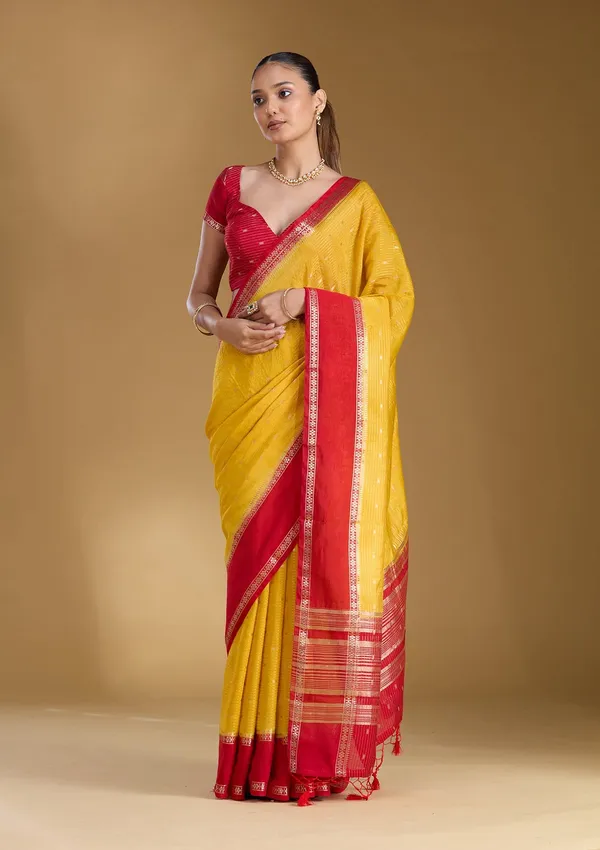 Yellow_Zariwork_Gold_Art_Silk_Silk_Saree