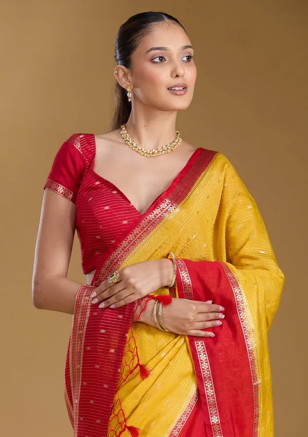 Yellow_Zariwork_Gold_Art_Silk_Silk_Saree