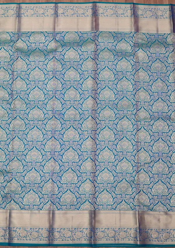 Peacock_Blue_Zariwork_Gold_Pure_Silk_Silk_Saree