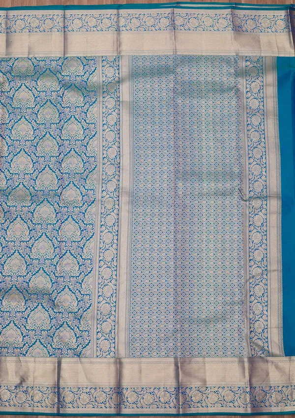 Peacock_Blue_Zariwork_Gold_Pure_Silk_Silk_Saree