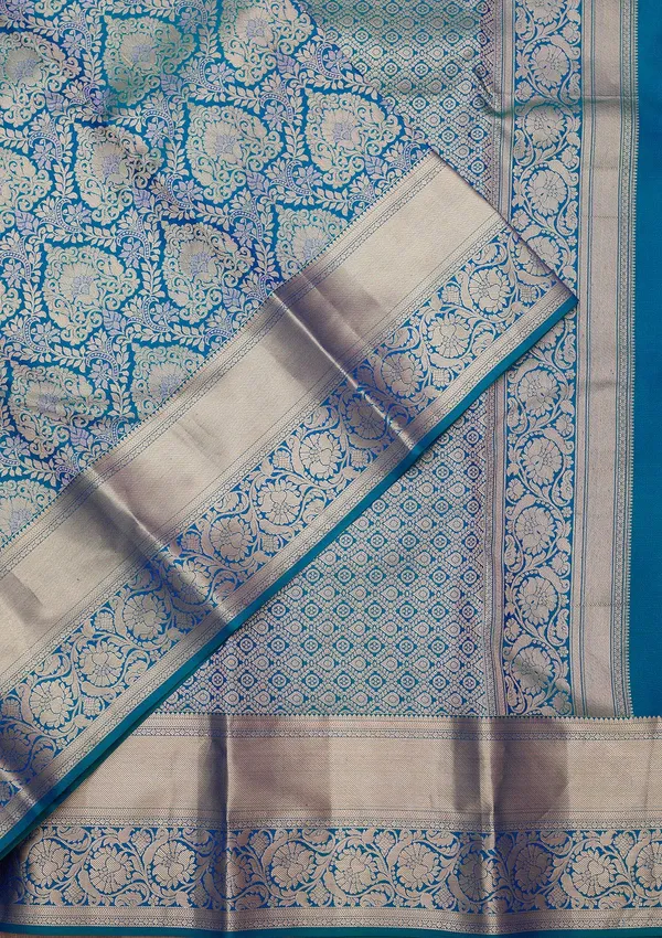 Peacock_Blue_Zariwork_Gold_Pure_Silk_Silk_Saree