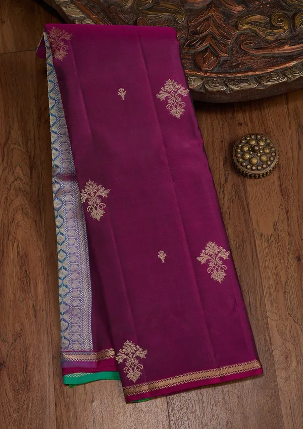 Wine_Zariwork_Gold_Silk_Silk_Saree