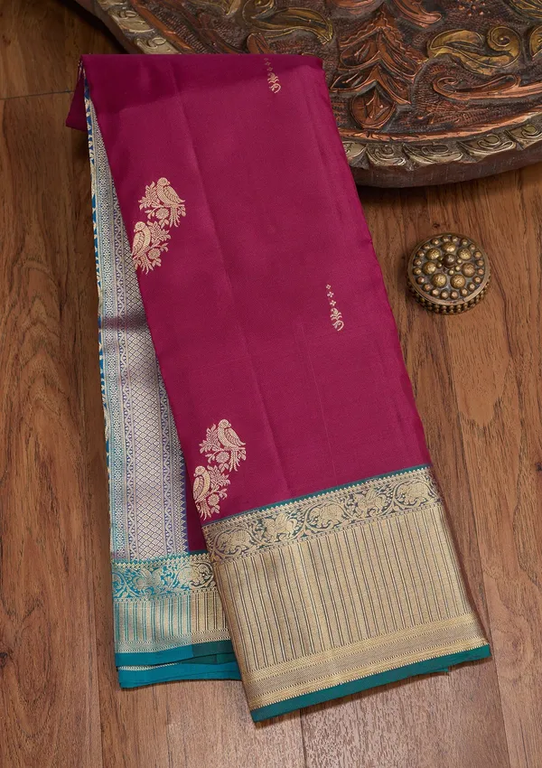 Wine_Zariwork_Gold_Silk_Silk_Saree