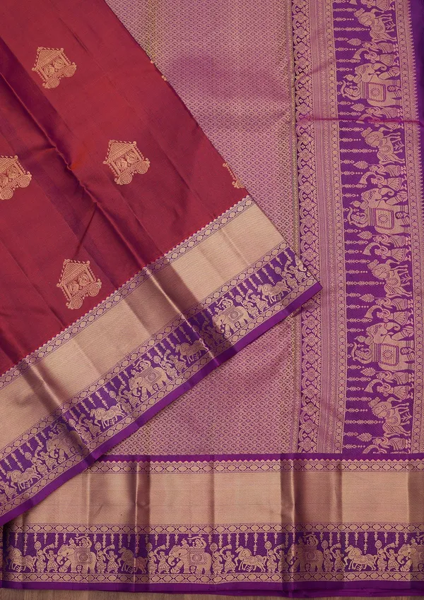 Rust_Zariwork_Gold_Silk_Silk_Saree