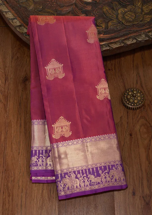 Rust_Zariwork_Gold_Silk_Silk_Saree