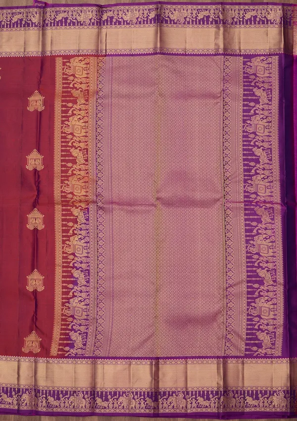 Rust_Zariwork_Gold_Silk_Silk_Saree