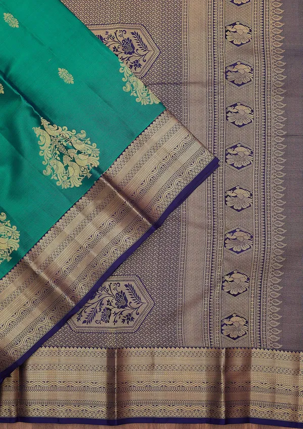 Parrot_Green_Zariwork_Gold_Silk_Silk_Saree