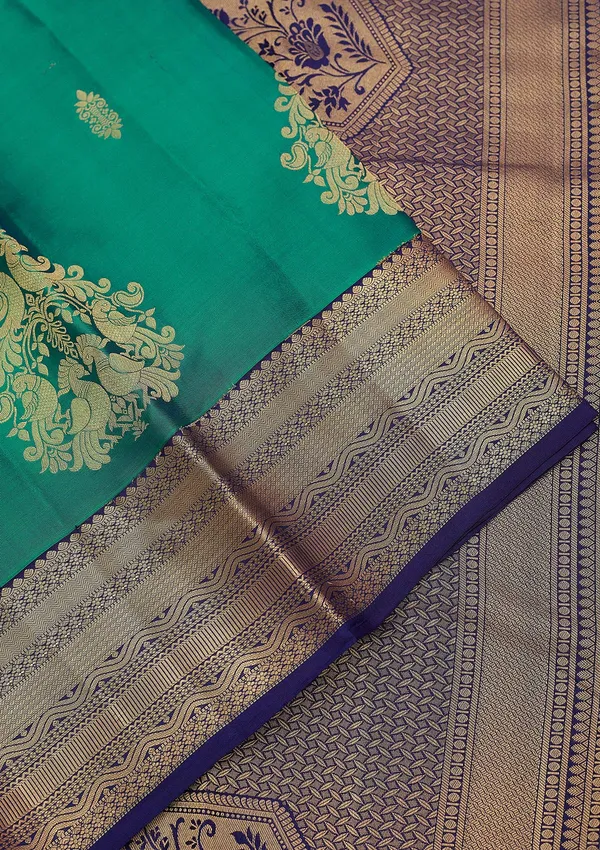 Parrot_Green_Zariwork_Gold_Silk_Silk_Saree