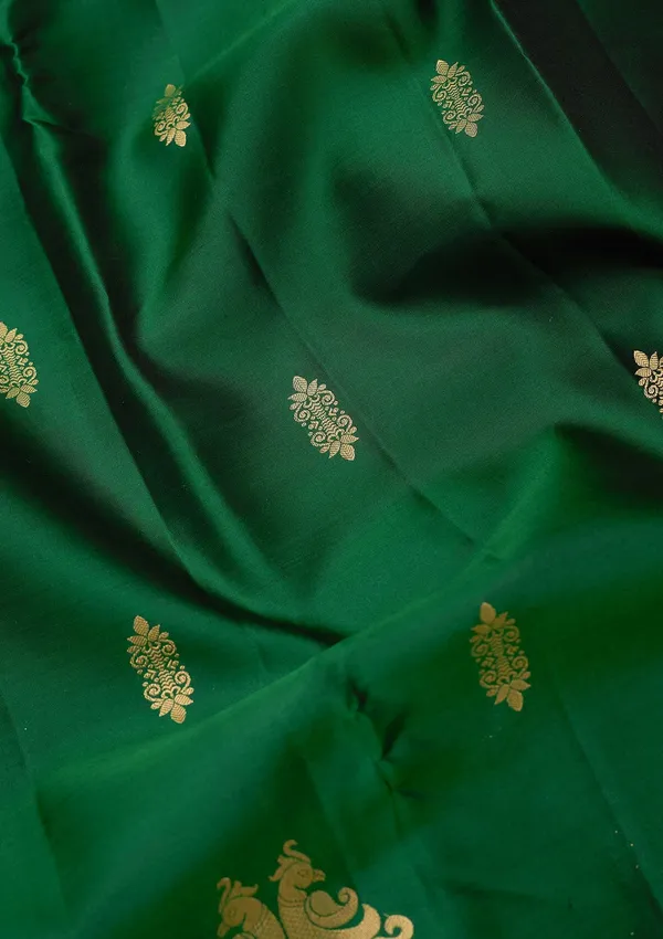 Bottle_Green_Zariwork_Gold_Silk_Silk_Saree