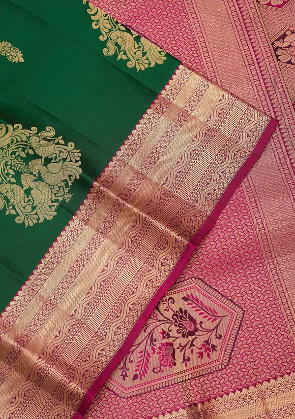 Bottle_Green_Zariwork_Gold_Silk_Silk_Saree