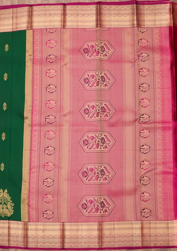 Bottle_Green_Zariwork_Gold_Silk_Silk_Saree