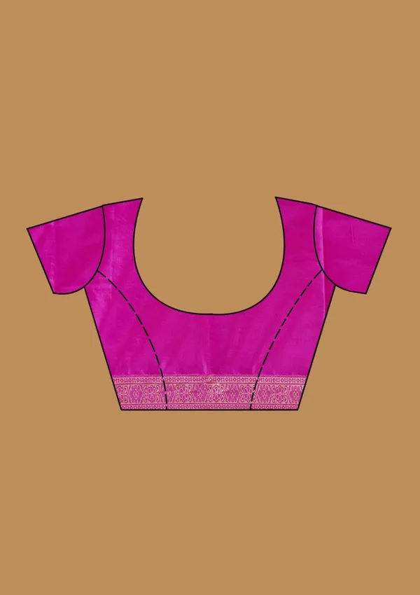 Magenta_Pink_Zariwork_Georgette_Silk_Saree