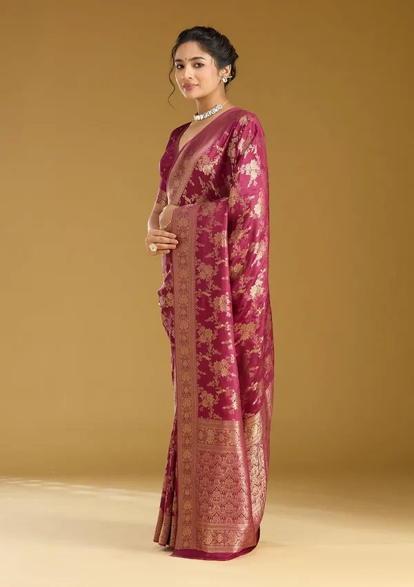 Wine_Zariwork_Gold_Art_Silk_Silk_Saree