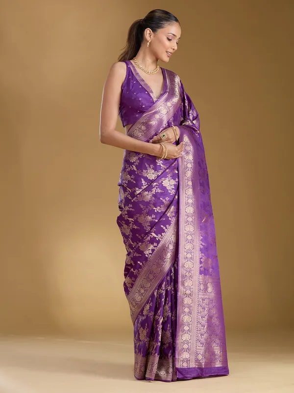 Violet_Zariwork_Gold_Art_Silk_Silk_Saree