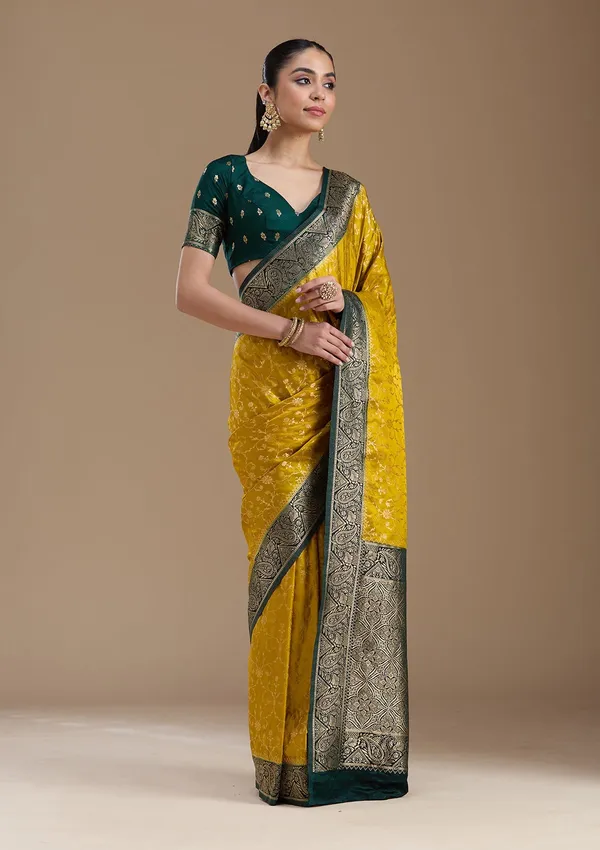 Yellow_Zariwork_Gold_Art_Silk_Silk_Saree