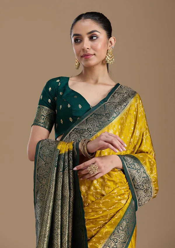 Yellow_Zariwork_Gold_Art_Silk_Silk_Saree